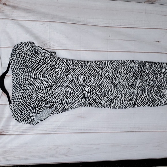 H&M Black and White Animal Print Pattern Bodycon V-Neck Dress Size S - Picture 6 of 8